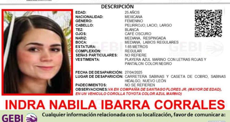 Buscan a joven, quien desapareció en Sabinas Hidalgo, Nuevo León; piden apoyo para localizarla