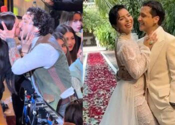 Christian Nodal y Ángela Aguilar protagonizan romántico momento en el Palenque de Texcoco