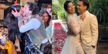 Christian Nodal y Ángela Aguilar protagonizan romántico momento en el Palenque de Texcoco
