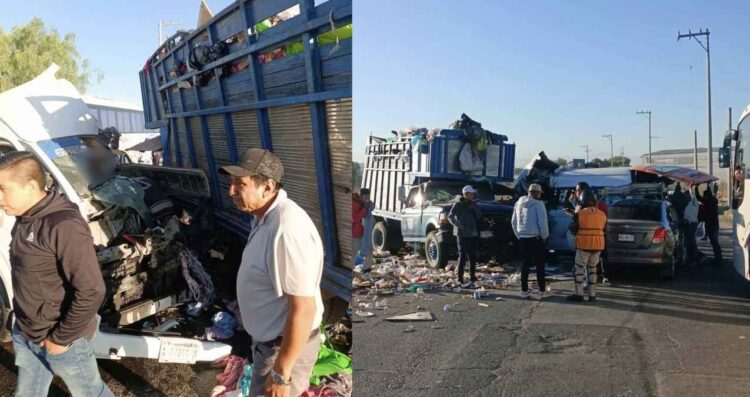 Colisión entre transporte público y camión de basura deja 3 muertos en Tecámac, Edomex