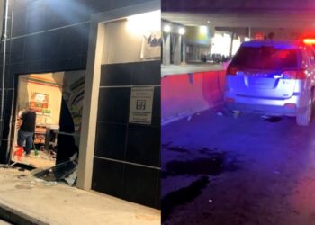 Conductor ebrio se estrella contra Seven Eleven en Matamoros, Tamaulipas