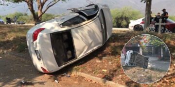 Conductor en estado de ebriedad vuelca y abandona su vehículo en Ciudad Victoria, Tamaulipas
