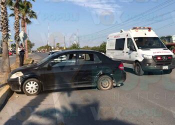 Conductora causa accidente en Ciudad Victoria tras maniobrar sin precaución