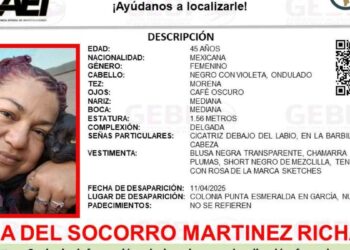 Desaparece María del Socorro Martínez Richartt en García, Nuevo León; solicitan ayuda para encontrarla