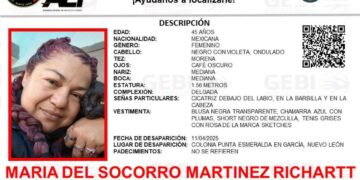 Desaparece María del Socorro Martínez Richartt en García, Nuevo León; solicitan ayuda para encontrarla