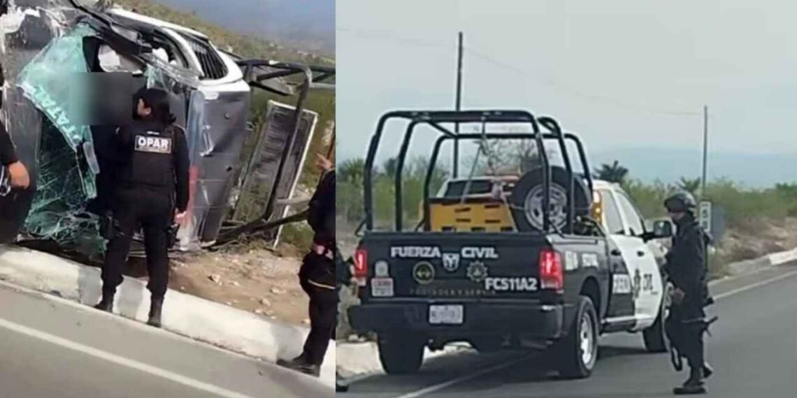 Fallecen 2 elementos de la Fuerza Civil tras volcar en la Carretera Doctor Arroyo-Linares