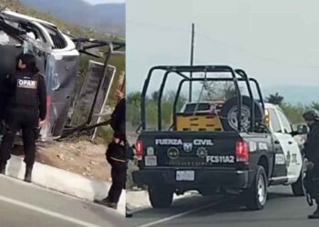 Fallecen 2 elementos de la Fuerza Civil tras volcar en la Carretera Doctor Arroyo-Linares
