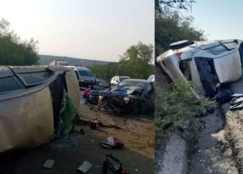 Fuerte choque con volcadura deja un muerto y 3 lesionados en Montemorelos, Nuevo León