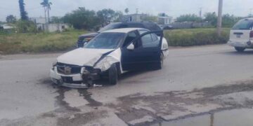 Fuerte choque en la calle Diego Rivera de Matamoros, Tamaulipas, deja un lesionado