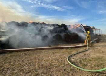 Fuerte incendio consume empresa ganadera en Montemorelos, Nuevo León