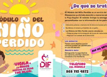 Instala DIF Matamoros módulo del niño perdido en playa Bagdad para reforzar la seguridad infantil