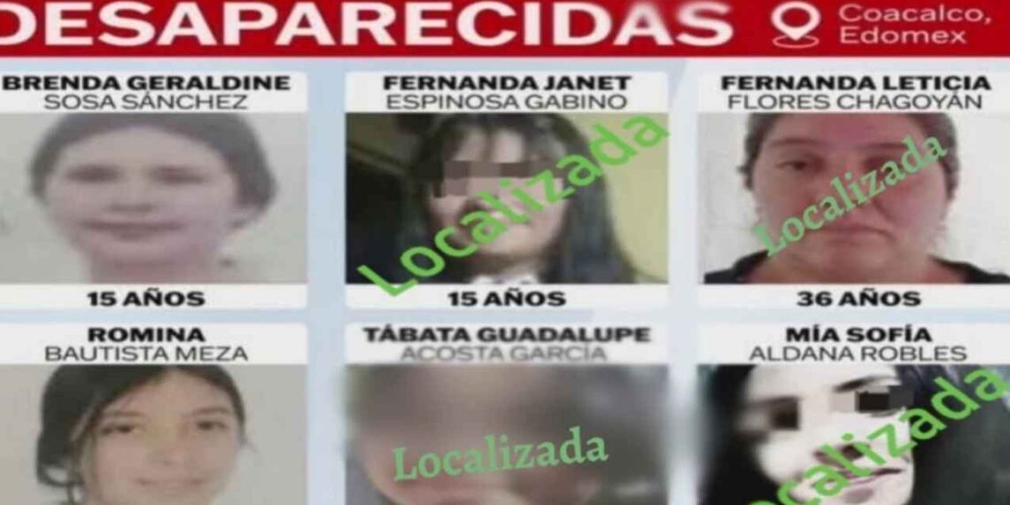 Localizan a cuatro de seis mujeres reportadas como desaparecidas en Coacalco