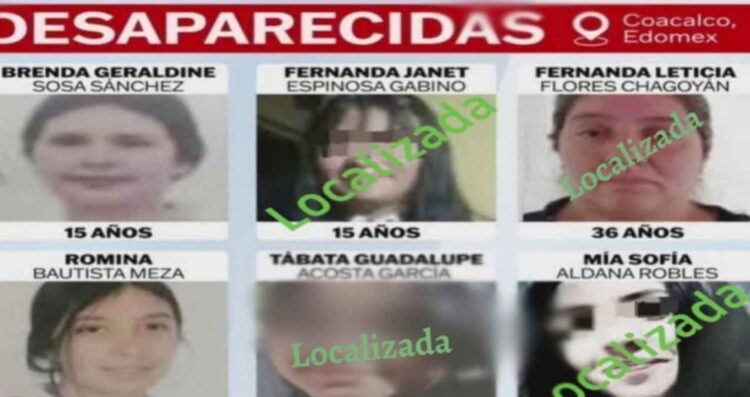 Localizan a cuatro de seis mujeres reportadas como desaparecidas en Coacalco