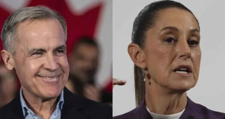 Mark Carney, primer ministro de Canadá, y Claudia Sheinbaum, buscan reforzar la relación comercial ante nuevos aranceles de Trump