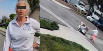 GRABAN la agresión de gringa a vendedora mexicana