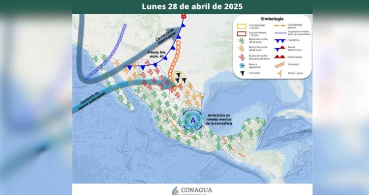 Pronóstico del clima del lunes 28 de abril en México