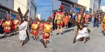 Realizan el tradicional recorrido del Viacrucis en Reynosa, Tamaulipas