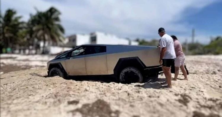 ¿Que le pasó a una Tesla Cybertruck en playa de Yucatán?