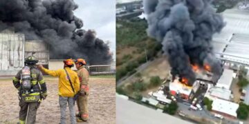 Se reporta fuerte incendio en el Parque Industrial Monterrey en Apodaca, Nuevo León