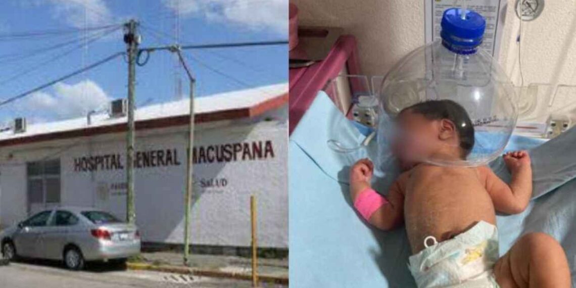 Usan botella para oxigenar a bebé en hospital de Tabasco; suspenden a director
