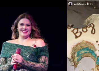 Yuridia revela con un pastel el género de su bebé