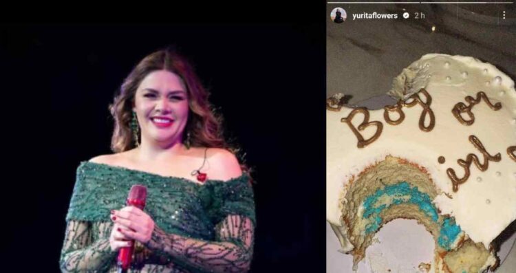 Yuridia revela con un pastel el género de su bebé