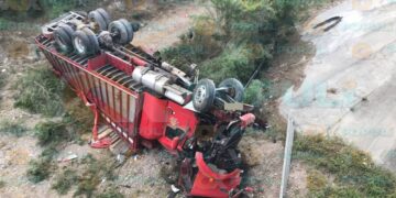 accidente de camión naranjero en Güémez