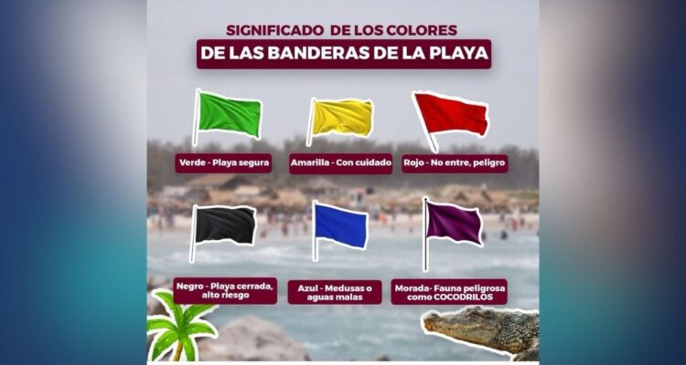 banderas en la playa Ciudad Madero