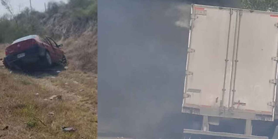 choque auto tráiler Cadereyta