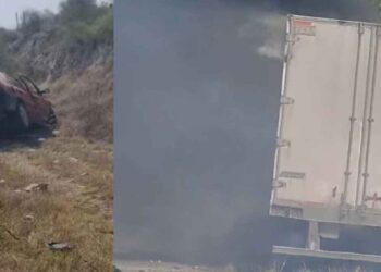 choque auto tráiler Cadereyta