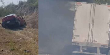 choque auto tráiler Cadereyta