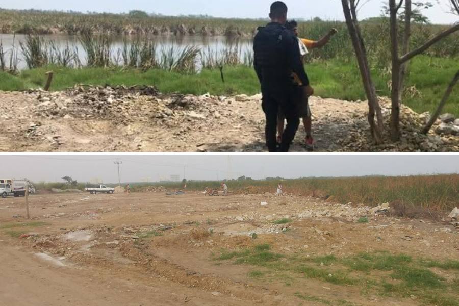 lagunas con escombro en Ciudad Madero