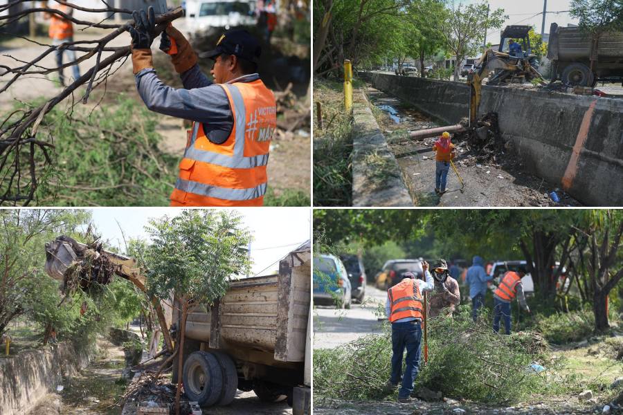 limpieza de dren pluvial en Ciudad Victoria