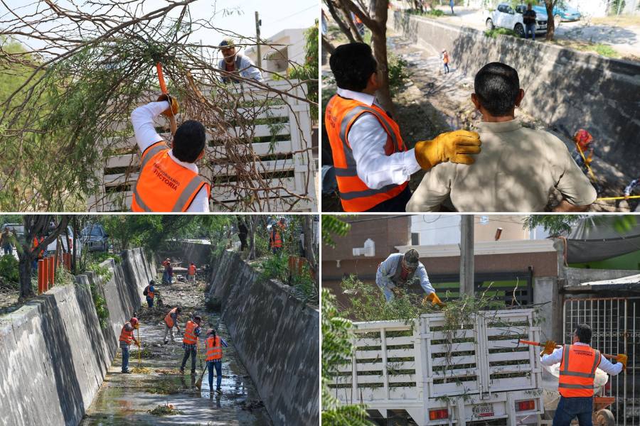limpieza de dren pluvial en Ciudad Victoria