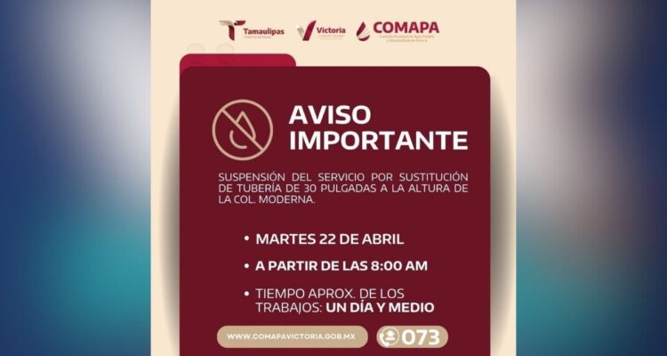 suspensión de agua en Ciudad Victoria