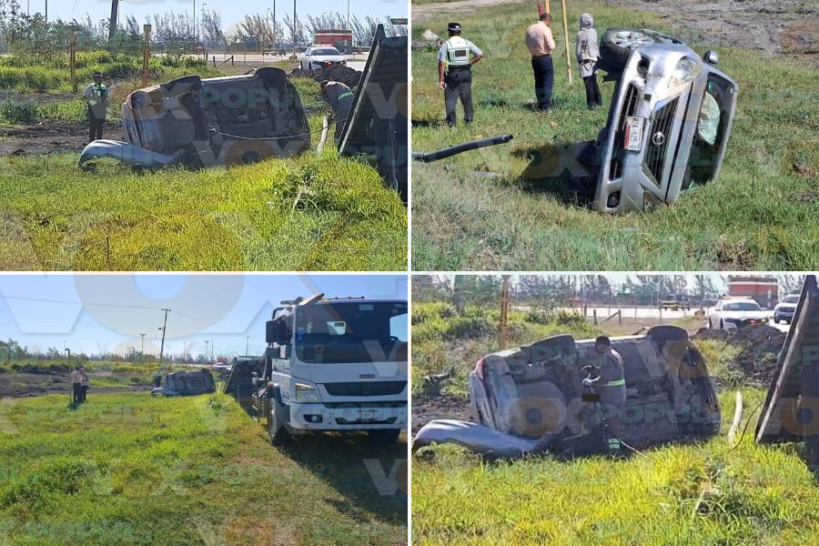 volcadura de auto en Altamira