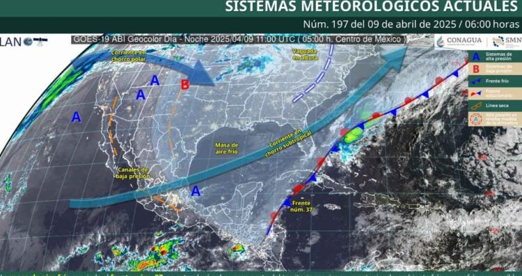 ¿Cuáles son los estados donde habrá lluvias debido a la masa de aire frío?
