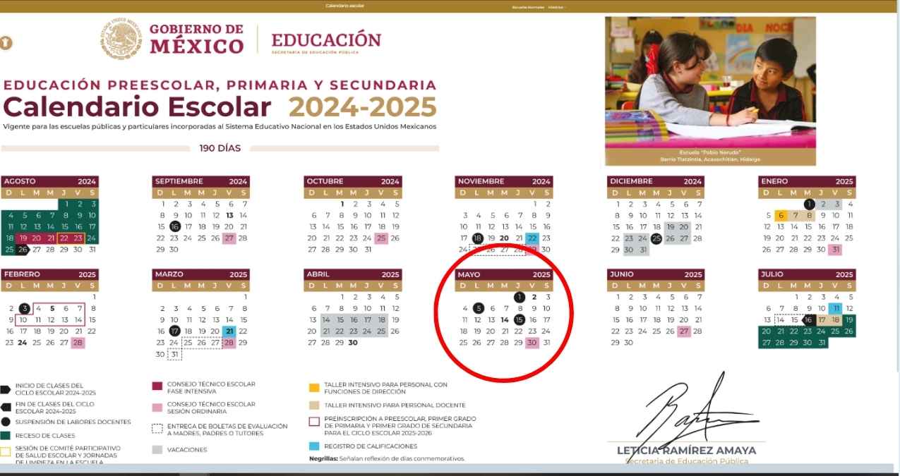 ¿Qué días no habrá clases en mayo, según calendario de la SEP