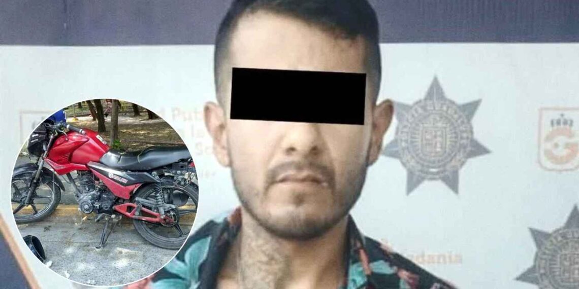 Capturan a sujeto con motocicleta robada en la colonia Tierra Propia de Guadalupe, NL
