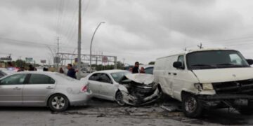 Choque entre cuatro vehículos deja tres lesionados en Reynosa, Tamaulipas