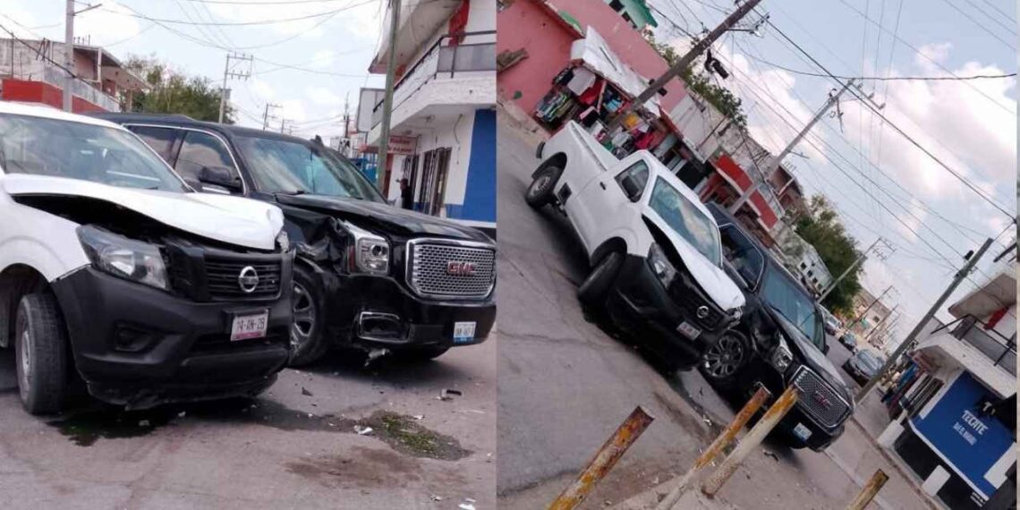 Choque entre dos camionetas provoca caos vial en bulevar de Reynosa, Tamaulipas