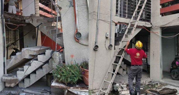 Derrumbe de escaleras obliga a desalojar torre de departamentos en Escobedo, Nuevo León