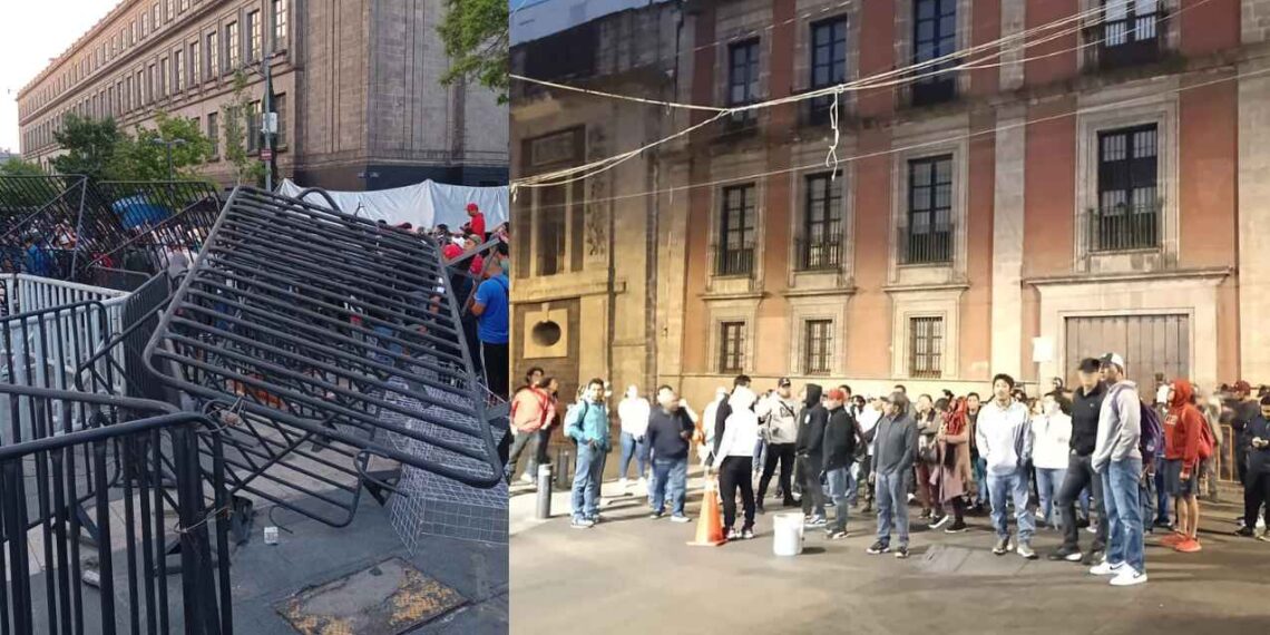 Integrantes de la CNTE bloquea acceso al Palacio Nacional para impedir la conferencia matutina de Claudia Sheinbaum