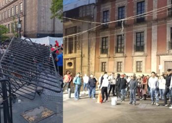 Integrantes de la CNTE bloquea acceso al Palacio Nacional para impedir la conferencia matutina de Claudia Sheinbaum