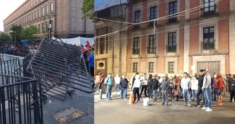 Integrantes de la CNTE bloquea acceso al Palacio Nacional para impedir la conferencia matutina de Claudia Sheinbaum