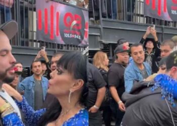 Maribel Guardia bendice a Emiliano Aguilar antes de su presentación en Los Ángeles