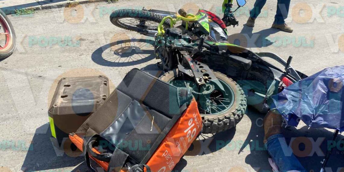 Motociclista repartidor resulta herido tras ignorar alto en el centro de Ciudad Victoria
