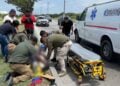 Motociclista resulta herido tras derrape por aceite en vialidad de Matamoros, Tamaulipas