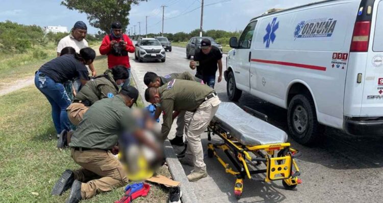 Motociclista resulta herido tras derrape por aceite en vialidad de Matamoros, Tamaulipas