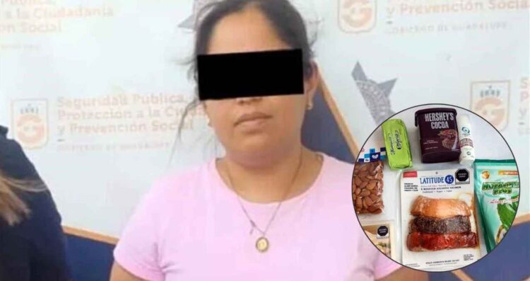 Mujer es detenida tras ser captada robando comida en una tienda de Guadalupe, NL